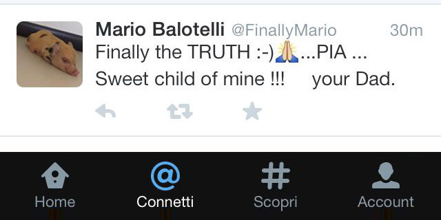 Balotelli annuncia su Twitter: "Pia è mia figlia!"