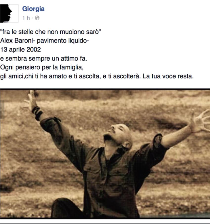 "Ciao Marina", la dedica di Giorgia per la morte dellla mamma di Alex Baroni