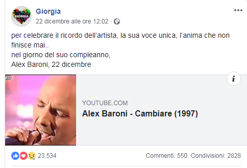 "Ciao Marina", la dedica di Giorgia per la morte dellla mamma di Alex Baroni