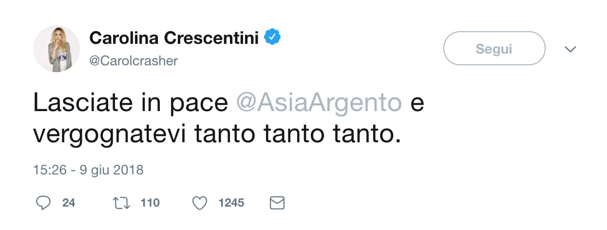 Dalla parte di Asia Argento: l'ignoranza non è un'opinione