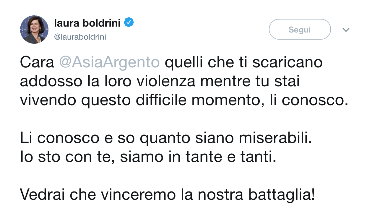 Dalla parte di Asia Argento: l'ignoranza non è un'opinione