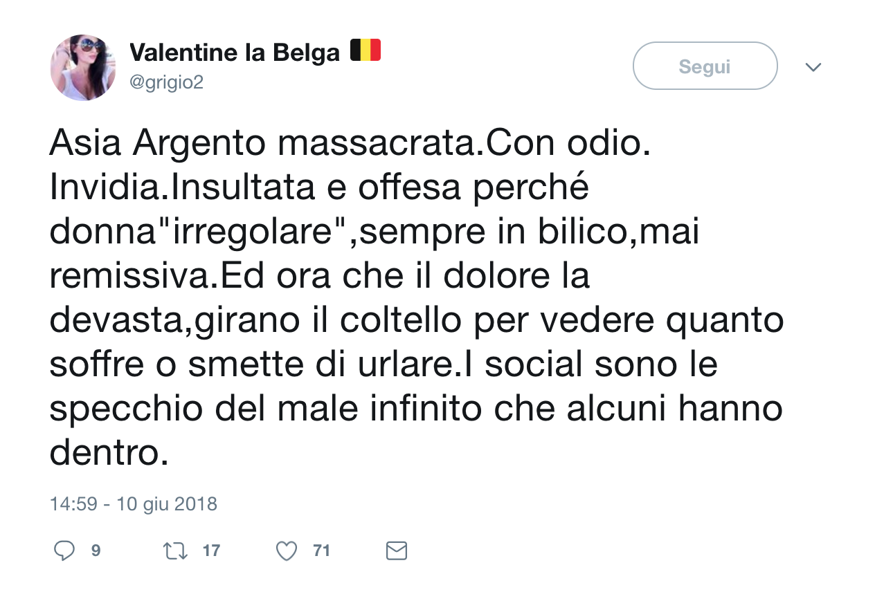 Dalla parte di Asia Argento: l'ignoranza non è un'opinione