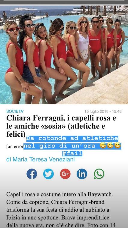 La risposta di Chiara Ferragni al Corriere che ha definito "rotonde" le sue amiche