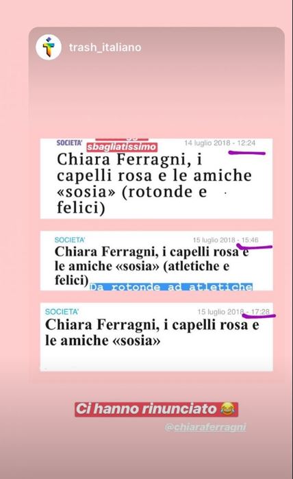La risposta di Chiara Ferragni al Corriere che ha definito "rotonde" le sue amiche