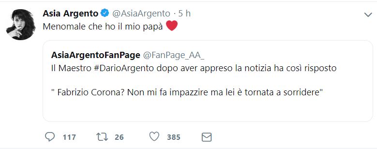 Asia Argento, Fabrizio Corona e la suocera: quel triangolo che non ci riguarda più