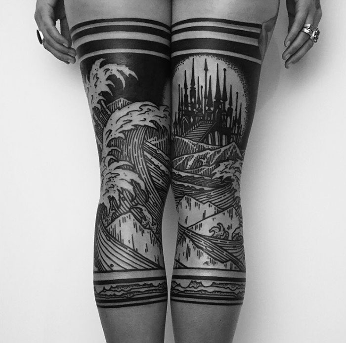 Tattoo Legs: 30 ipnotici tatuaggi per gambe colorate (o in bianco e nero)