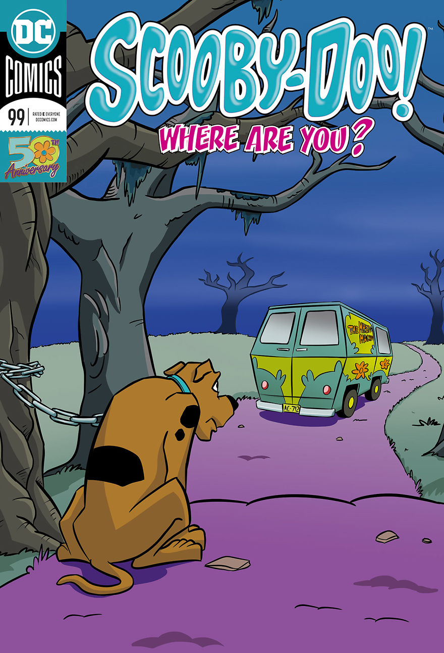 Se i protagonisti di cartoni o fumetti abbandonassero il loro cane in 10 immagini