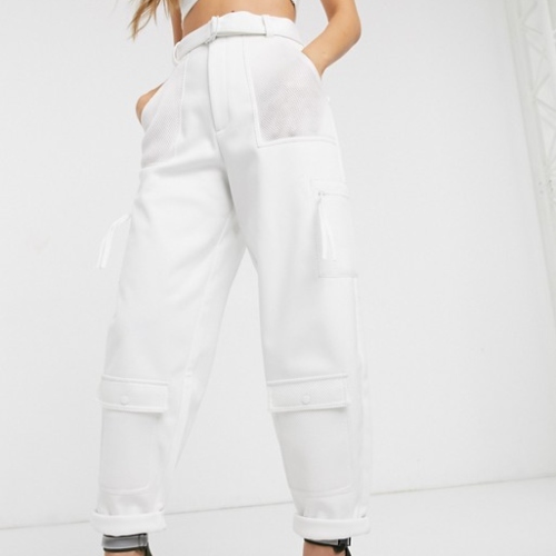 Pantaloni Cargo Donna Vita Alta Con Tasche | Modello Largo E Dritto | Stretch Multitasca | Jogging E Lavoro | Taglie Dalla S | Colore A-Vin