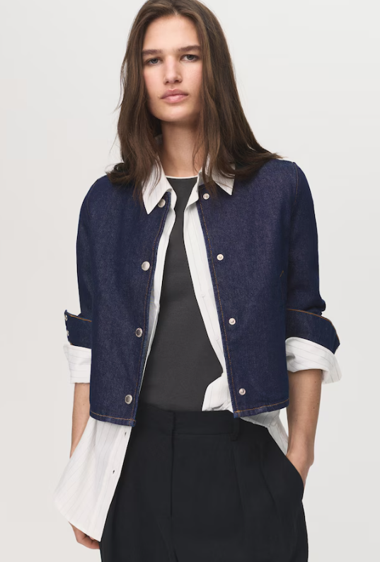 Giubbotto denim crop Mango