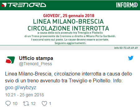 Milano, treno deragliato: 3 morti e 5 feriti gravi +++ in aggiornamento ++++