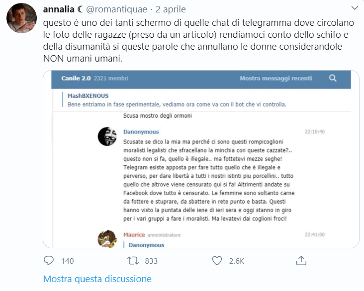 "Stupro tua sorella" e i canali Telegram che incitano al femminicidio e alla pedofilia