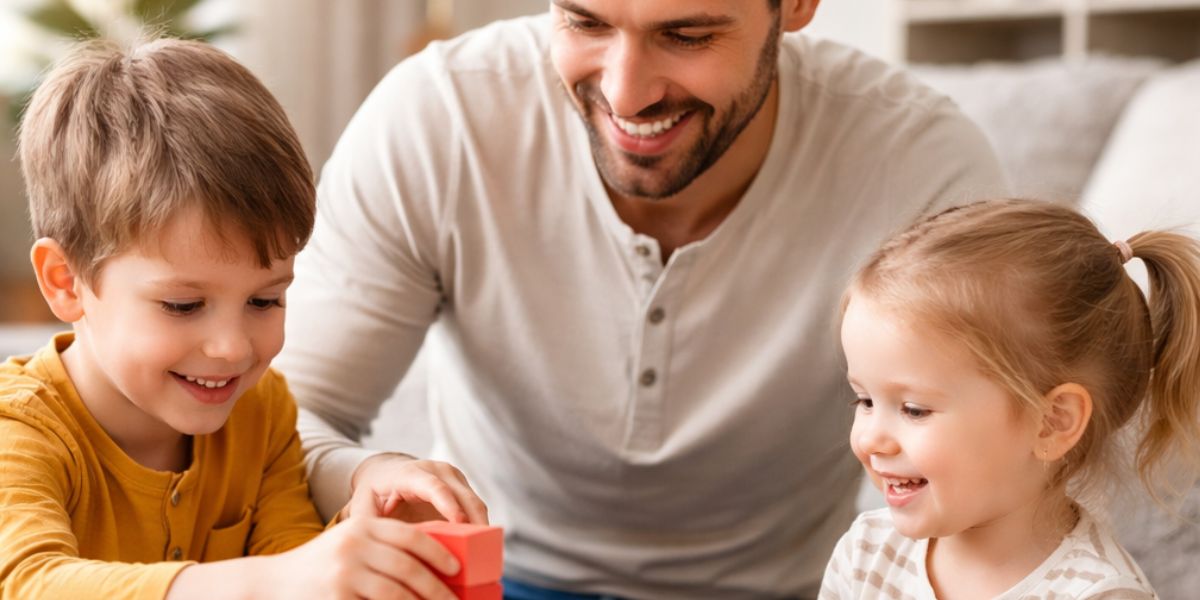 Immagine di un padre che tiene in braccio il bambino