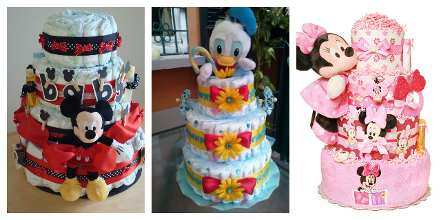 torta di pannolini tema disney