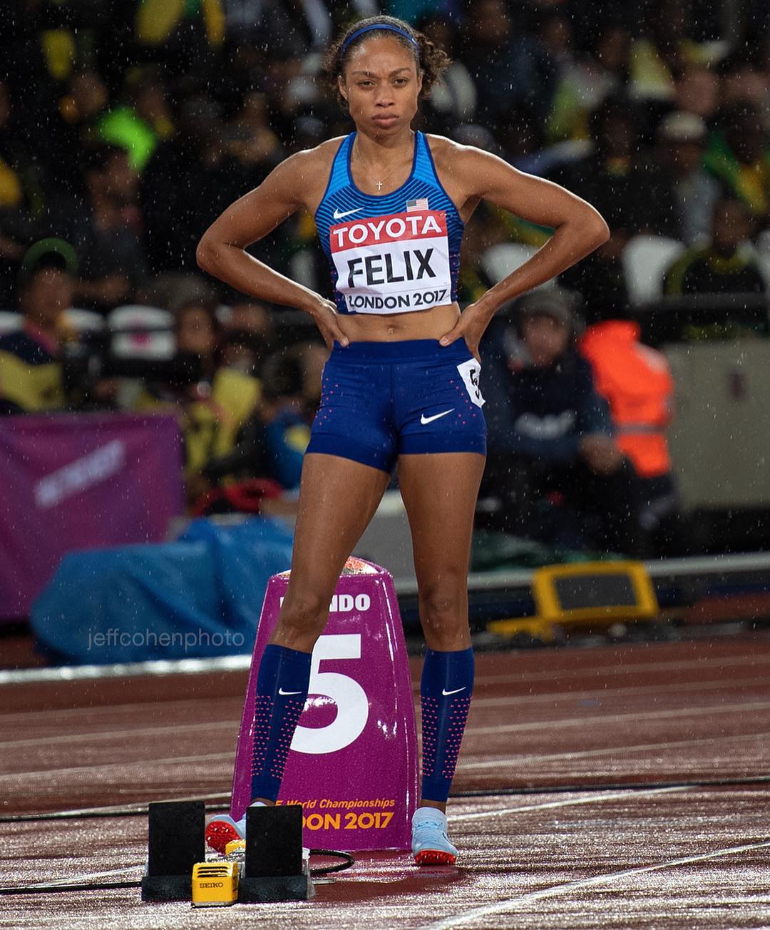 Allyson Felix, la donna che ha battuto il record di Bolt, a 10 mesi dal parto