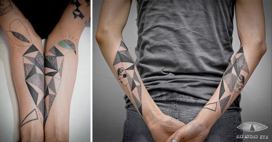 Tatuaggi Surreali Ispirati al Cubismo che Raccontano Storie Vere