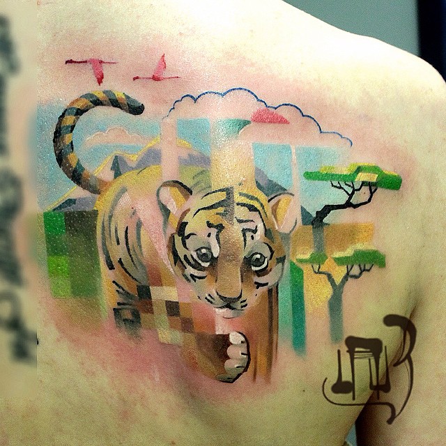 15 Magnifici Tatuaggi "Pixelati" che Sembrano Difettati