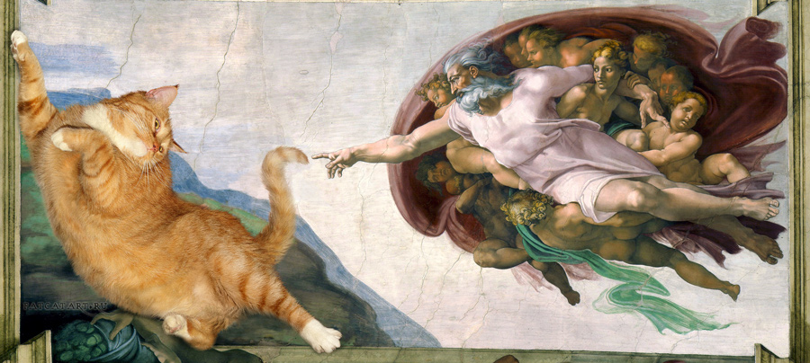 25 Ricostruzioni di Quadri Famosi con lo "zampino" di un Gatto