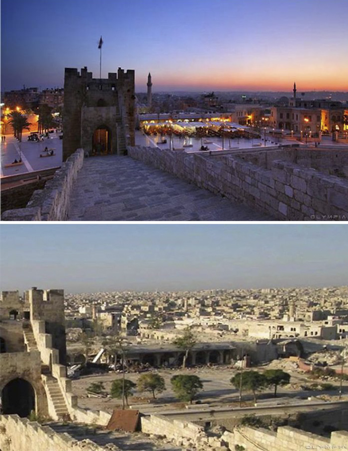 10 immagini che mostrano Aleppo (Siria) prima e dopo le bombe