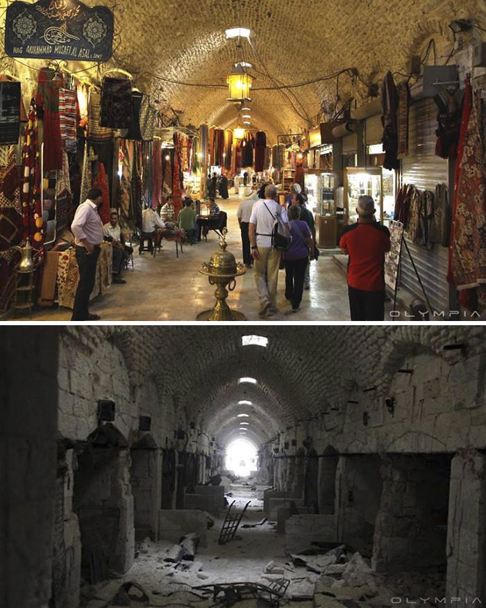 10 immagini che mostrano Aleppo (Siria) prima e dopo le bombe