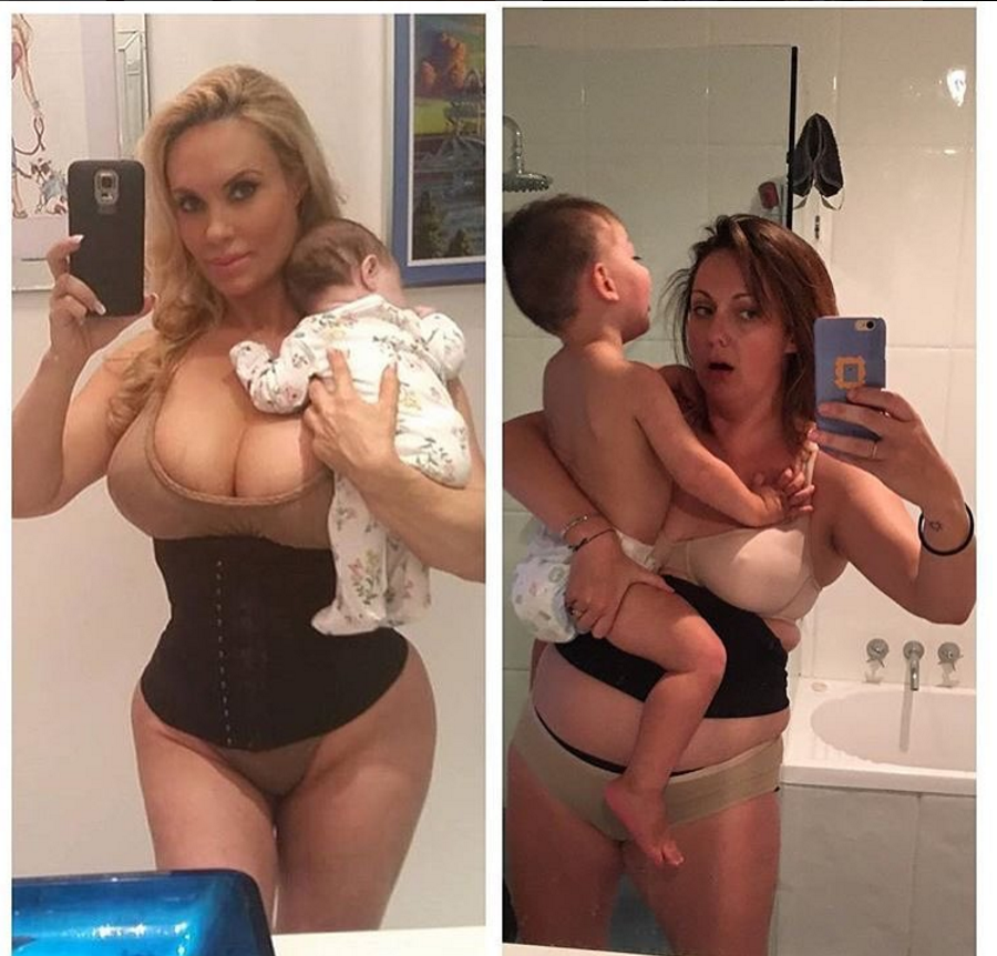 Ecco come sarebbero gli scatti delle mamme VIP rifatti da una "comune mortale"!