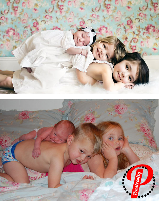 25 divertenti foto di bambini che non sono uscite come gli originali a cui si ispirano