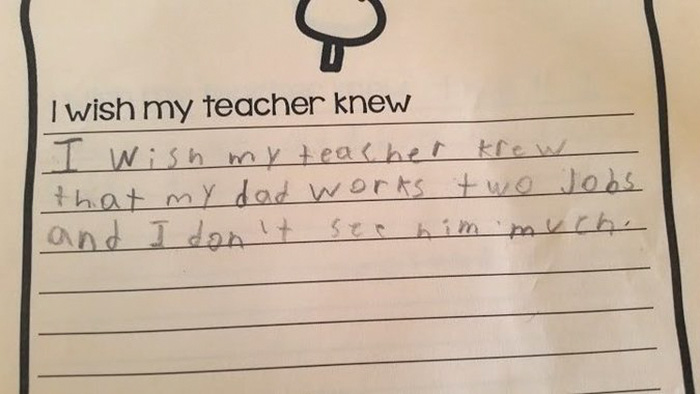 "Vorrei che la mia insegnante sapesse...": le risposte dei bambini spezzano il cuore alla maestra