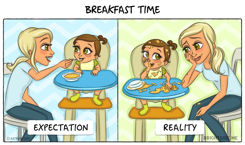 Diventare mamma: aspettative VS realtà. 9 immagini che solo chi è genitore può capire