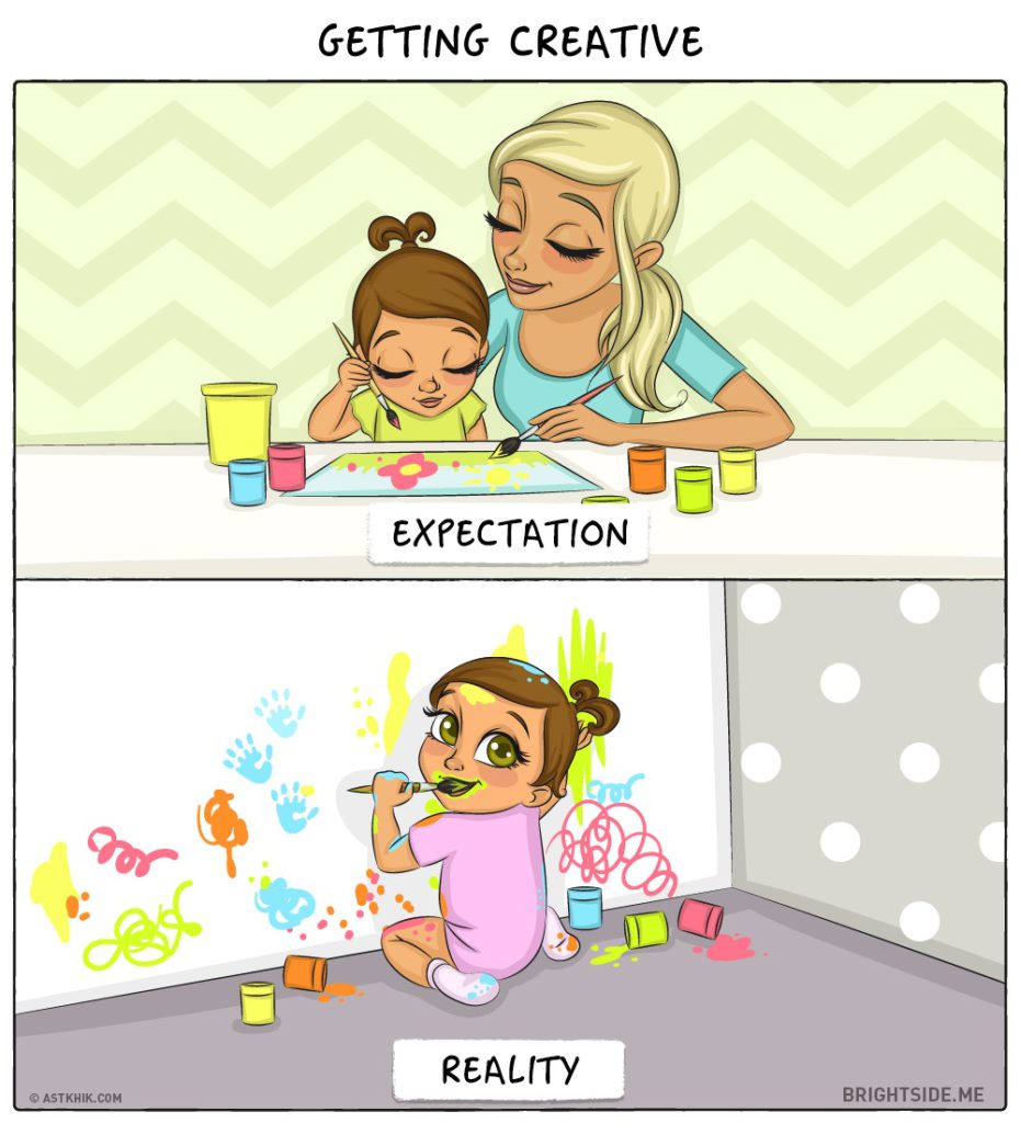 Diventare mamma: aspettative VS realtà. 9 immagini che solo chi è genitore può capire