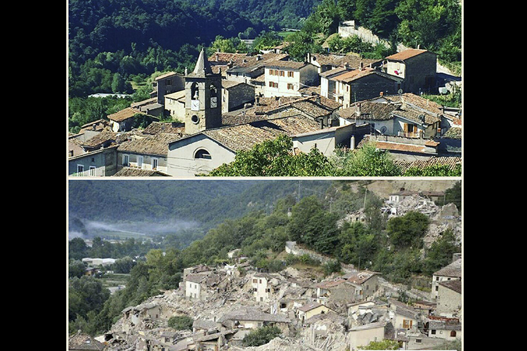 Terremoto, com'erano prima e come sono oggi i paesi colpiti in 6 scioccanti immagini