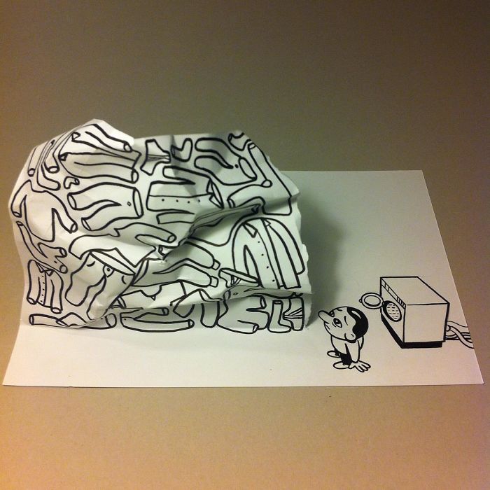 30 disegni 3D che raccontano imprevisti e storie di vita quotidiana