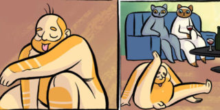 gatto uomo invertono ruoli