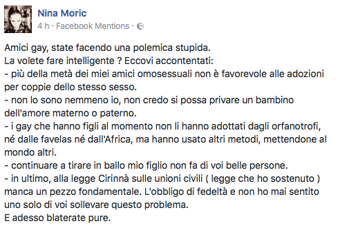 E i figli dei gay? Quei post choc di Sgarbi e Nina Moric sulla Festa della Mamma