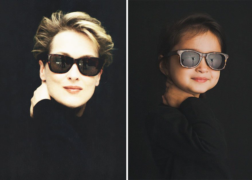 Questa bimba di 3 anni ricrea le foto di donne forti famose