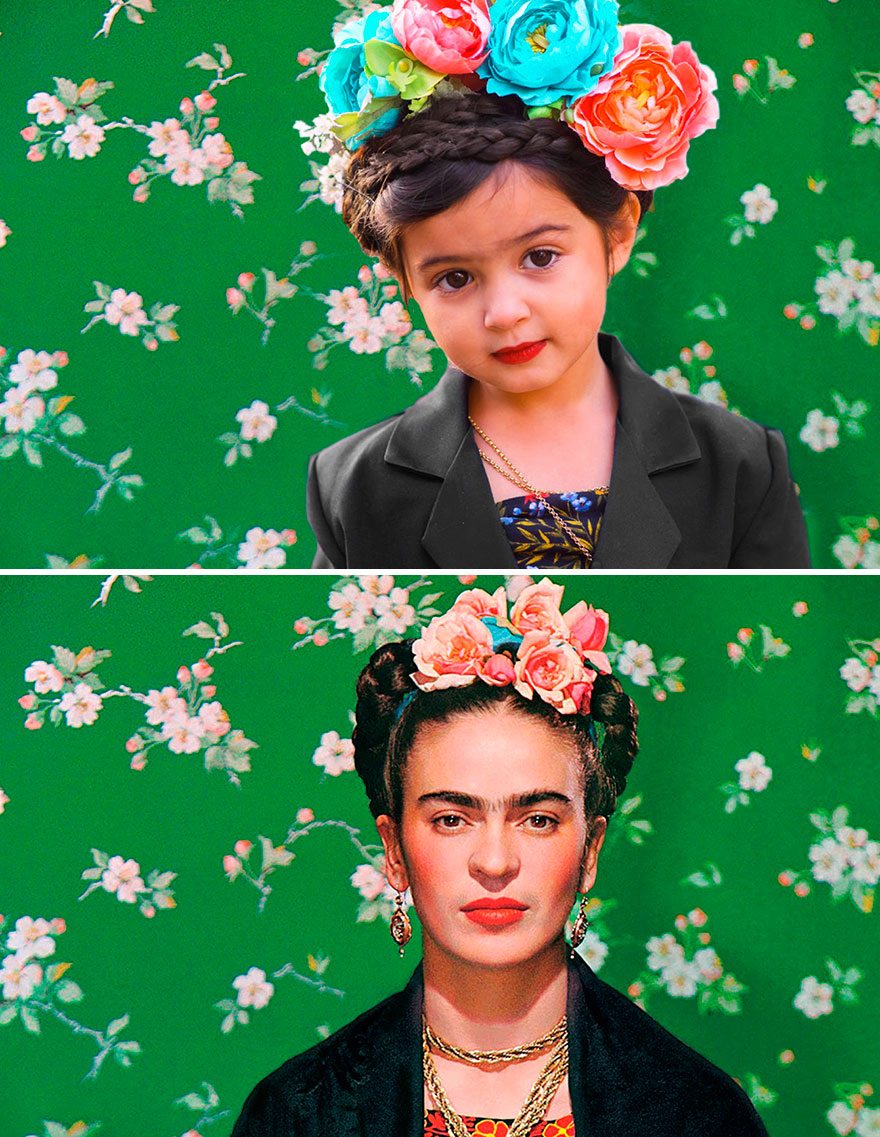 Questa bimba di 3 anni ricrea le foto di donne forti famose