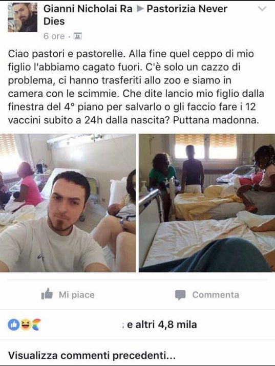 Il neopapà che aveva scritto "Siamo in stanza con le scimmie" chiede scusa e ammette la bugia