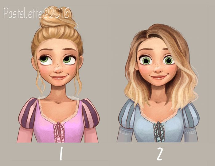 Come starebbero le principesse con nuove acconciature