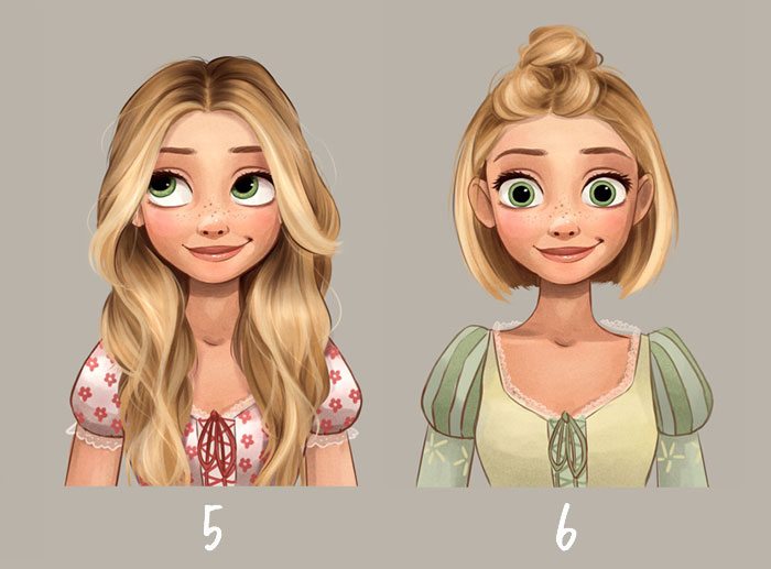 Come starebbero le principesse con nuove acconciature