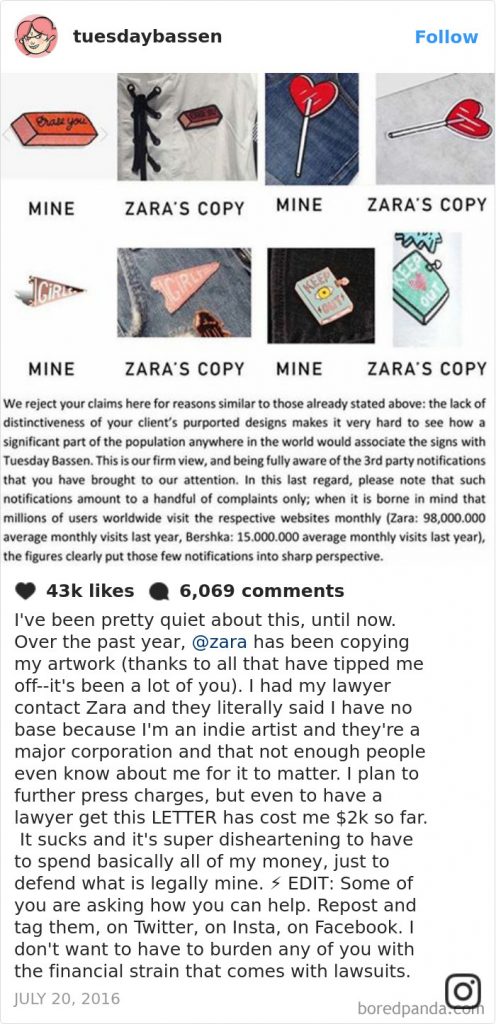 Da Zara a Bershka: 15 aziende accusate di plagio